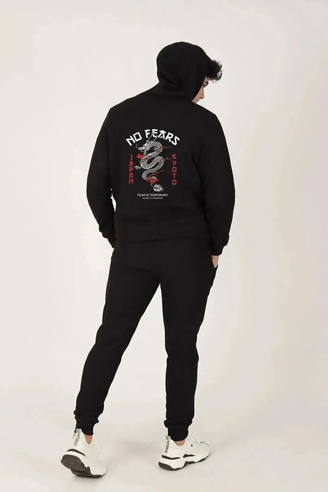 Eşofman Takımı Sweatshirt Jogger - Baskılı Oversize 2iplık Şardonlu Kapüşonlu