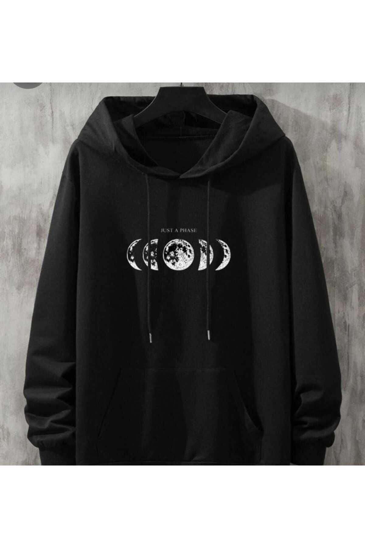 KAPSONLU SWITSHIRT AY BASKILI