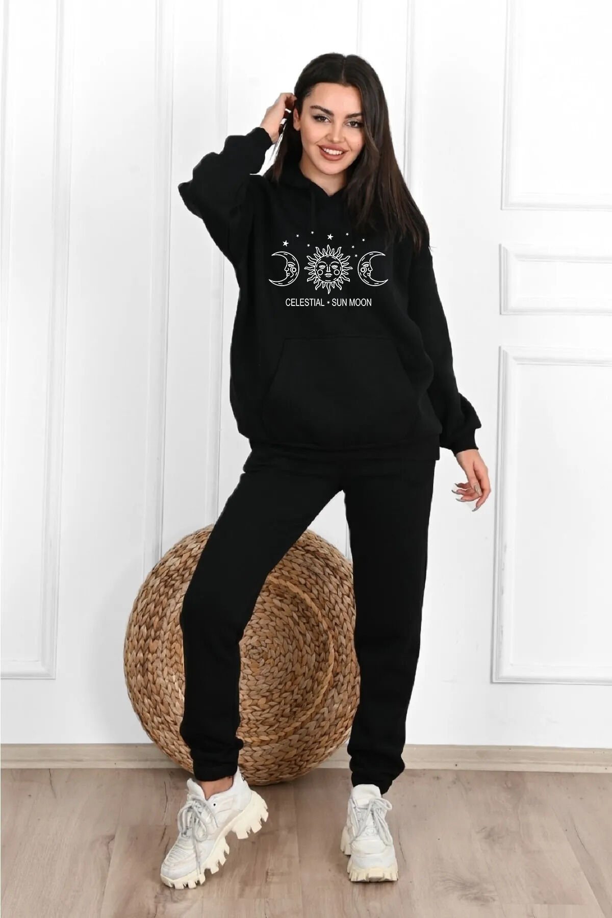 Unisex Sun Moon Baskılı Eşofman Takımı