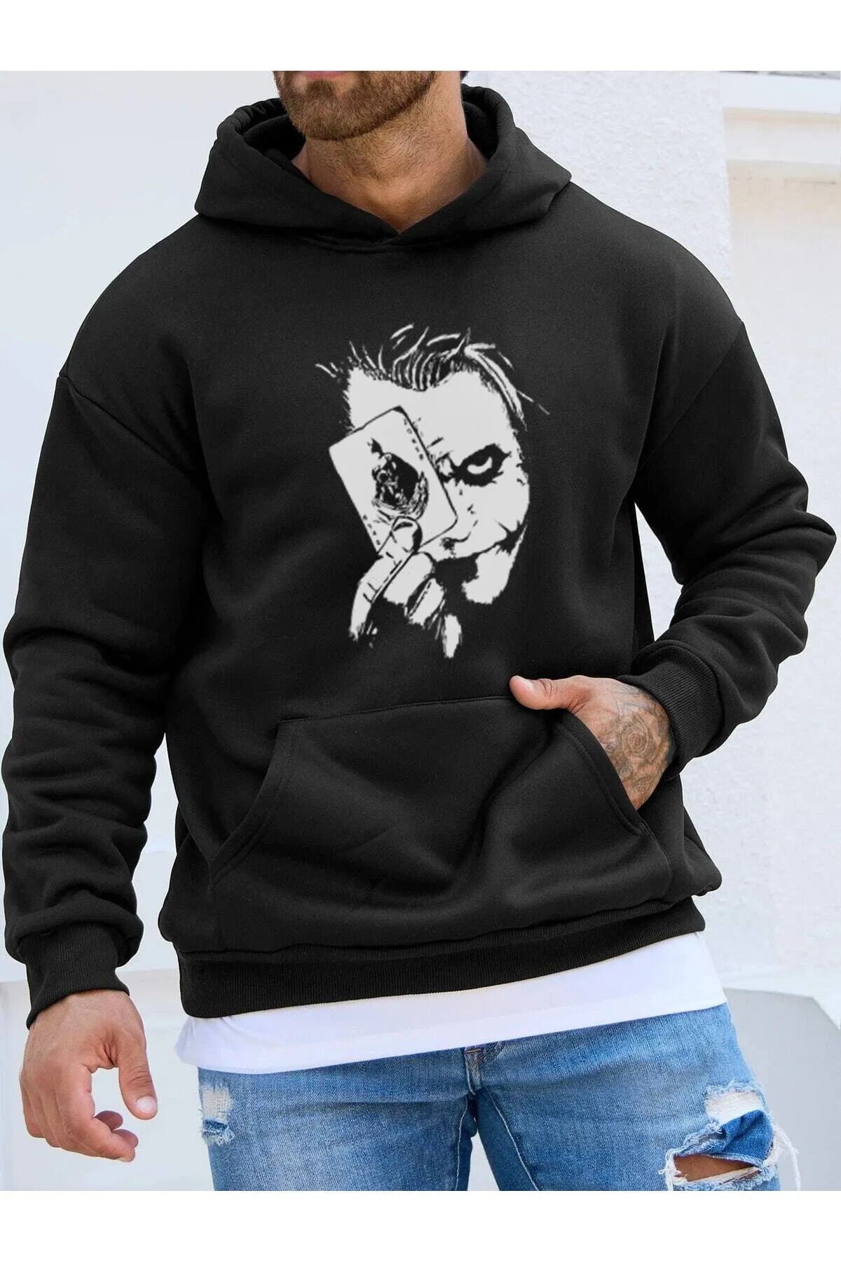 Heath Ledger Joker Baskılı Kapüşolnu Sweatshirt Hoodie