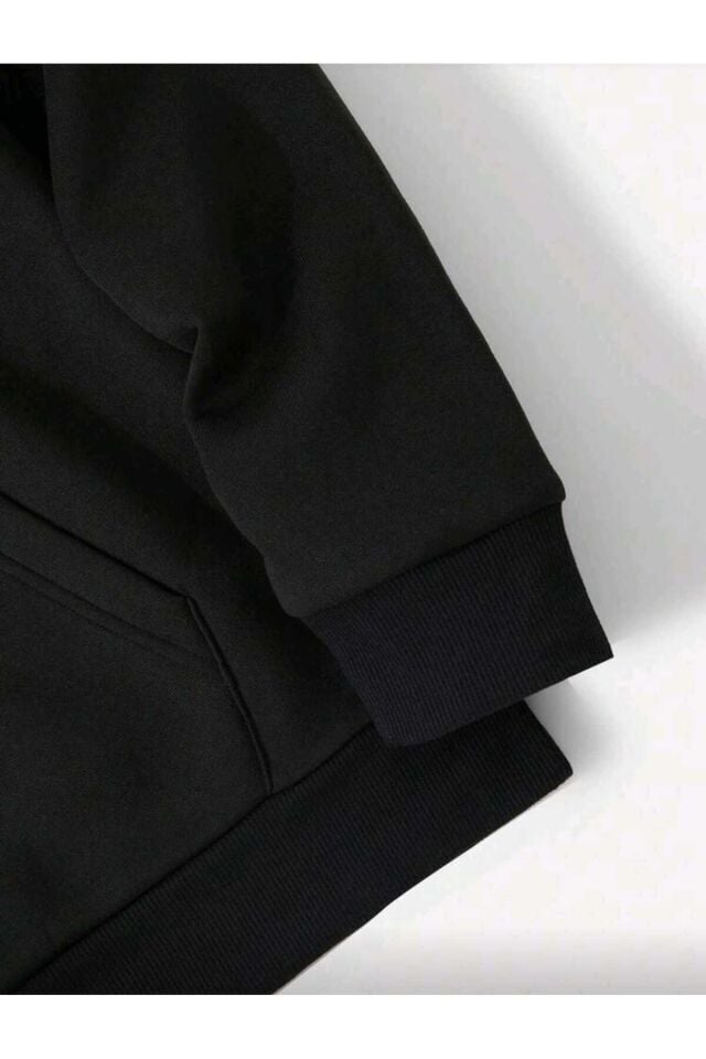 Anime Satoru Gojo Baskı3 Iplik Şardonlu Sweatshirt - Siyah Beyaz Unisex Oversize Kapüşonlu %80 Pamuk